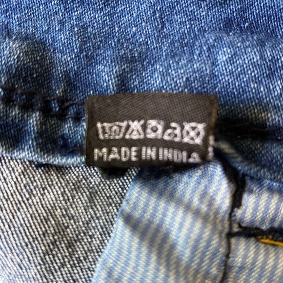 ABB denim blue jeans distressed fade elastic waistband button zipper fly size 10 - Picture 6 of 11